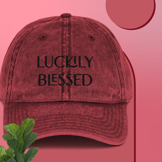 Luckily Blessed Vintage Cotton Twill Cap