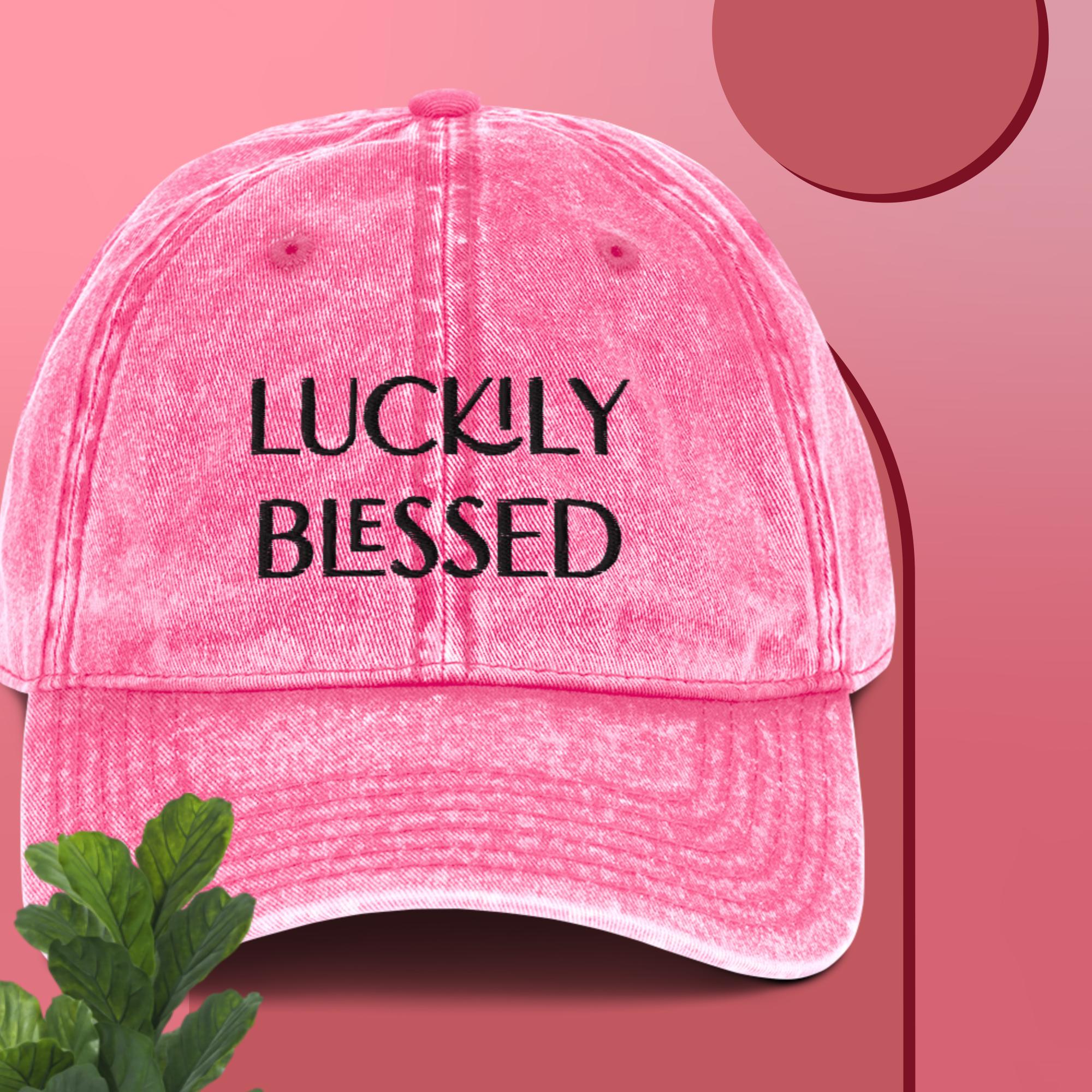 Luckily Blessed Vintage Cotton Twill Cap