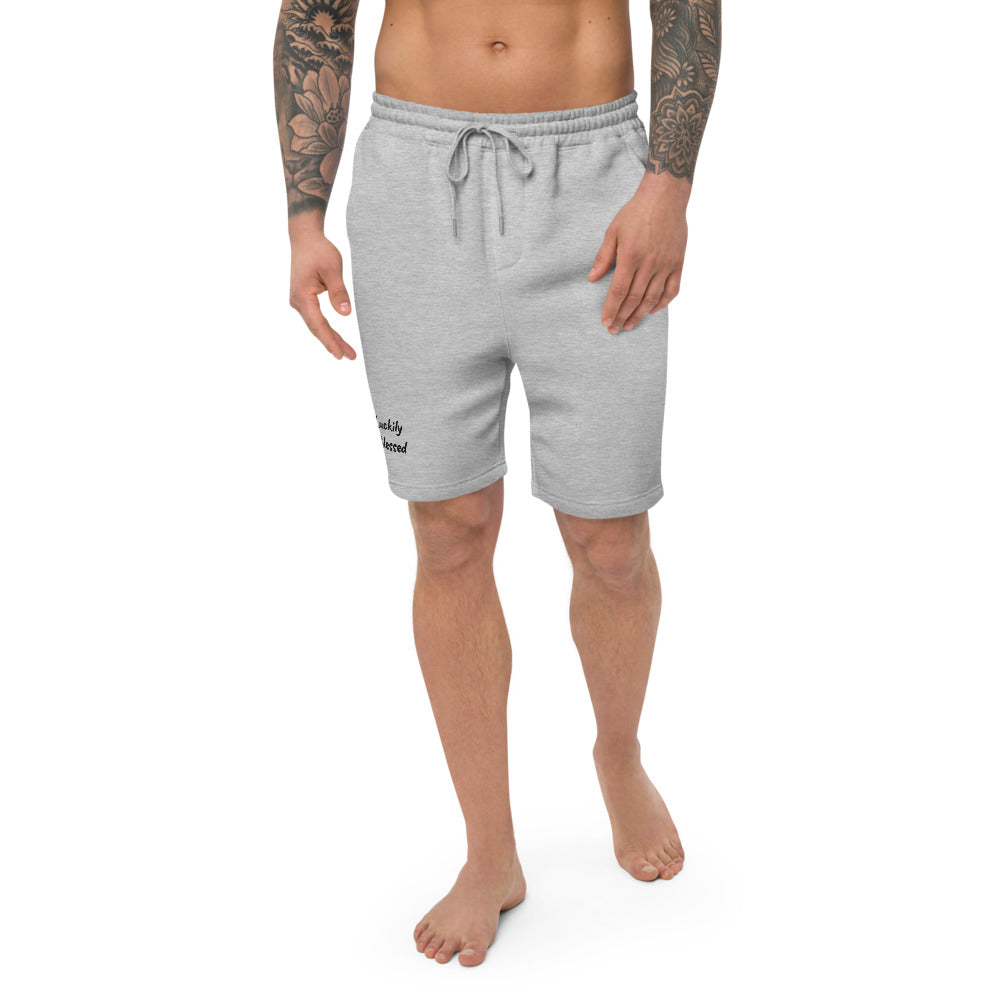 Luckily Blessed Men's fleece shorts (Black Lettering)