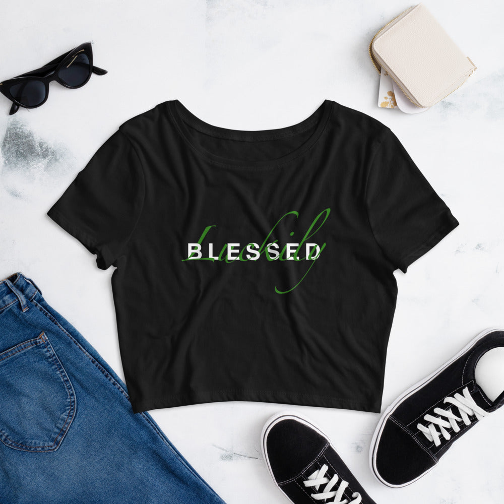 Luckily Blessed Women’s Crop Tee black